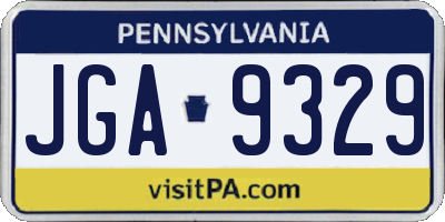 PA license plate JGA9329