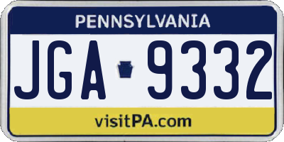 PA license plate JGA9332