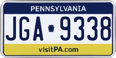 PA license plate JGA9338