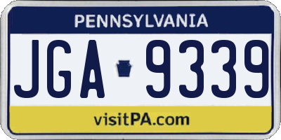PA license plate JGA9339
