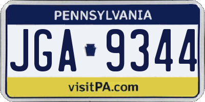 PA license plate JGA9344