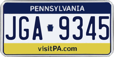 PA license plate JGA9345