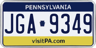 PA license plate JGA9349