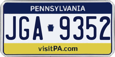 PA license plate JGA9352