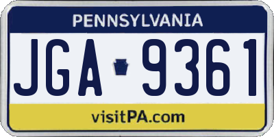 PA license plate JGA9361