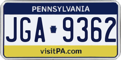 PA license plate JGA9362
