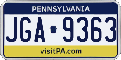 PA license plate JGA9363