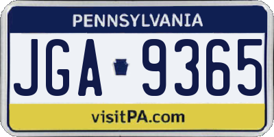 PA license plate JGA9365