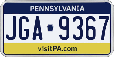 PA license plate JGA9367