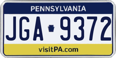 PA license plate JGA9372