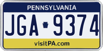 PA license plate JGA9374