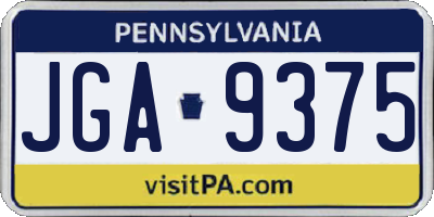 PA license plate JGA9375