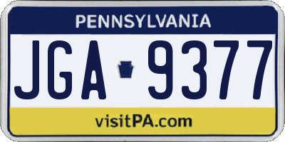 PA license plate JGA9377