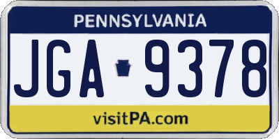 PA license plate JGA9378