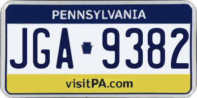 PA license plate JGA9382