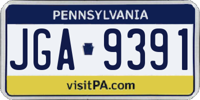PA license plate JGA9391
