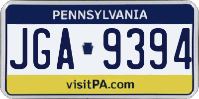 PA license plate JGA9394