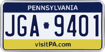 PA license plate JGA9401