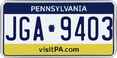 PA license plate JGA9403