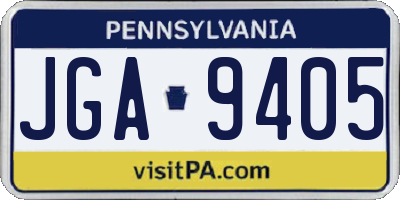 PA license plate JGA9405