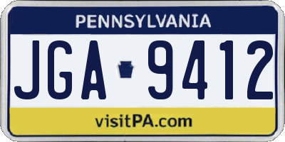 PA license plate JGA9412