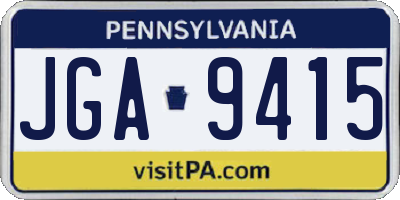 PA license plate JGA9415