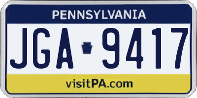 PA license plate JGA9417