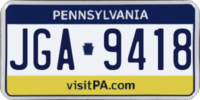 PA license plate JGA9418