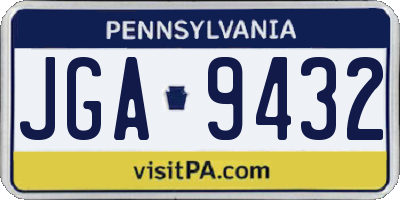 PA license plate JGA9432