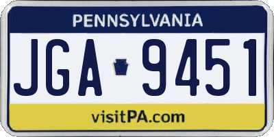 PA license plate JGA9451