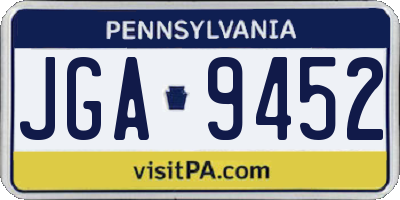 PA license plate JGA9452
