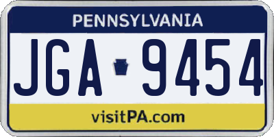 PA license plate JGA9454