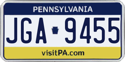 PA license plate JGA9455