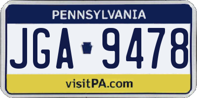 PA license plate JGA9478