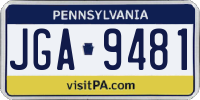 PA license plate JGA9481