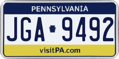 PA license plate JGA9492