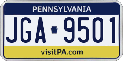 PA license plate JGA9501