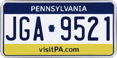 PA license plate JGA9521