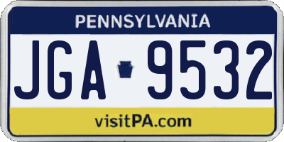 PA license plate JGA9532