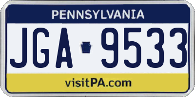 PA license plate JGA9533