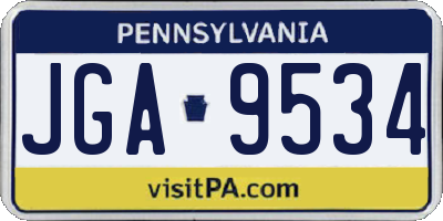 PA license plate JGA9534