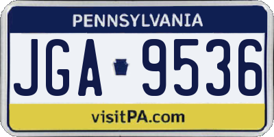 PA license plate JGA9536