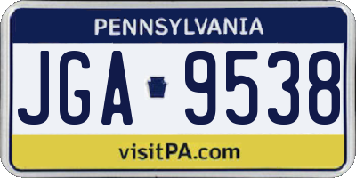PA license plate JGA9538