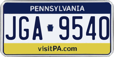 PA license plate JGA9540