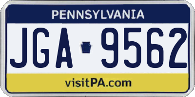 PA license plate JGA9562