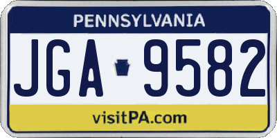 PA license plate JGA9582