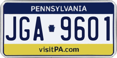 PA license plate JGA9601