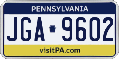 PA license plate JGA9602