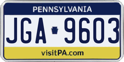 PA license plate JGA9603