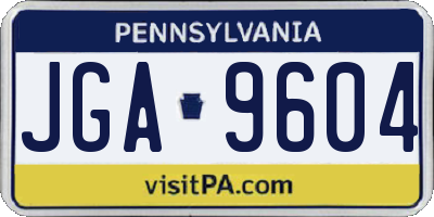 PA license plate JGA9604